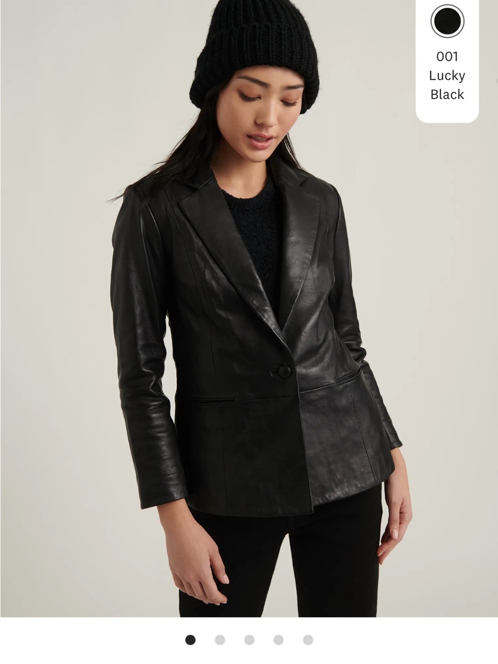 Lucky Brand Black Leather Single-Button Blazer